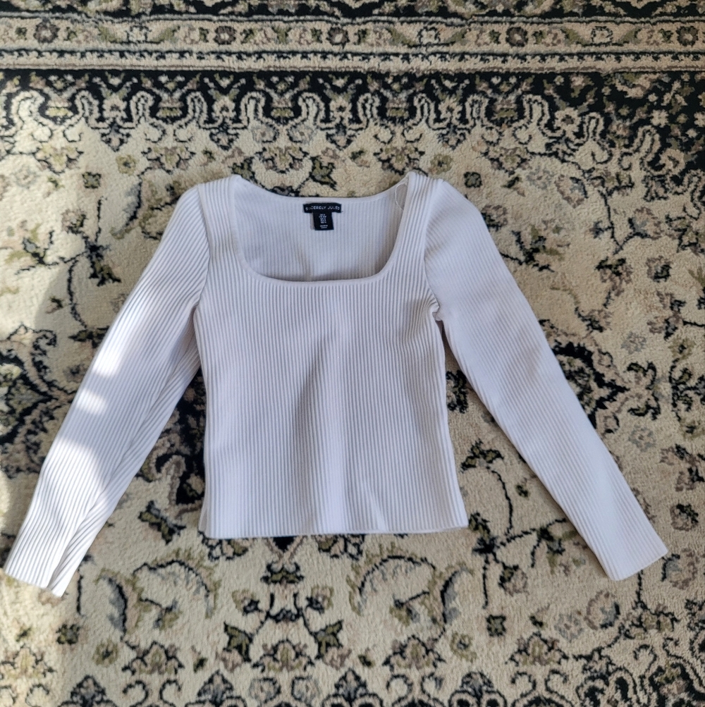 Sincerely Jules White Ribbed Top
